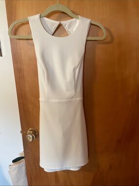 Lulu's Cream Sleeveless Sheath Dress with Keyhole Back